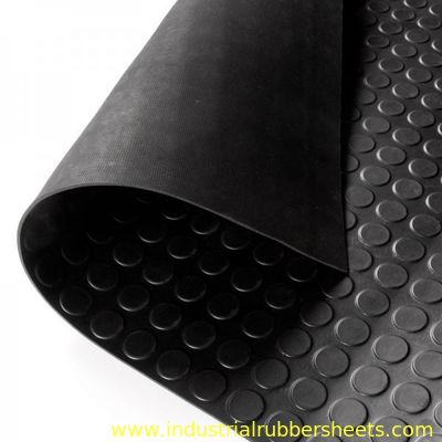 Industrial Use Anti Slip Floor Mat Round Button Rubber Ground Sheet 3mm